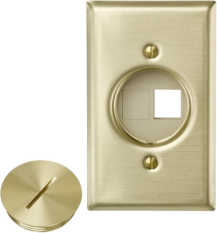 Leviton QuickPort Floor Jack Assembly, Two Blank Inserts, Solid Brass, 41652.0