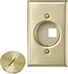 Leviton QuickPort Floor Jack Assembly, Two Blank Inserts, Solid Brass, 41652.0