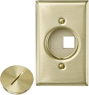 Leviton QuickPort Floor Jack Assembly, Two Blank Inserts, Solid Brass, 41652.0