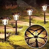 MAGGIFT 6 Pack 25 Lumen Solar Powered Pathway Lights, Super Bright SMD LED Outdoor Lights, Stainless Steel & Glass Waterproof Light for Landscape, Lawn, Patio, Yard, Garden, Deck Driveway, Warm White