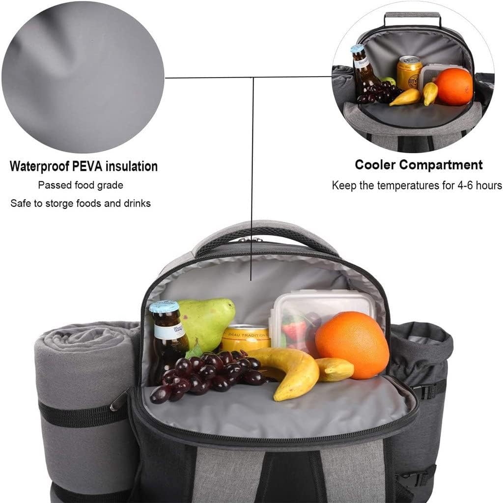 JSEIAJB Outdoor Four Persons Picnic Bag with Tableware Blanket Insulation Refrigerated Men's Lunch Bag