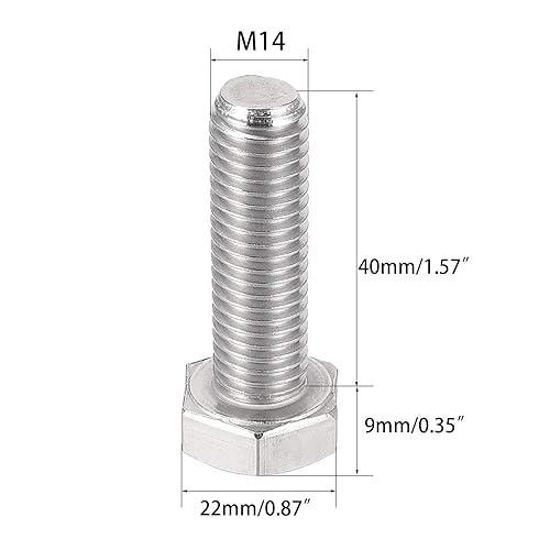 Miniatura 2 de 2 pernos hexagonales M14 M14-0079 x 1575in UNC tornillos de cabeza hexagonal A2-70 304 de acero inoxidable totalmente roscados 304 ss M14 x 1575in