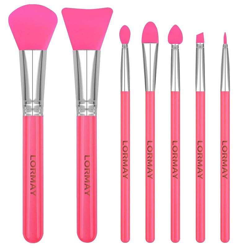 Kit com 7 pincéis de silicone LORMAY para artesanato com resina UV, epóxi e maquiagem, vermelho
