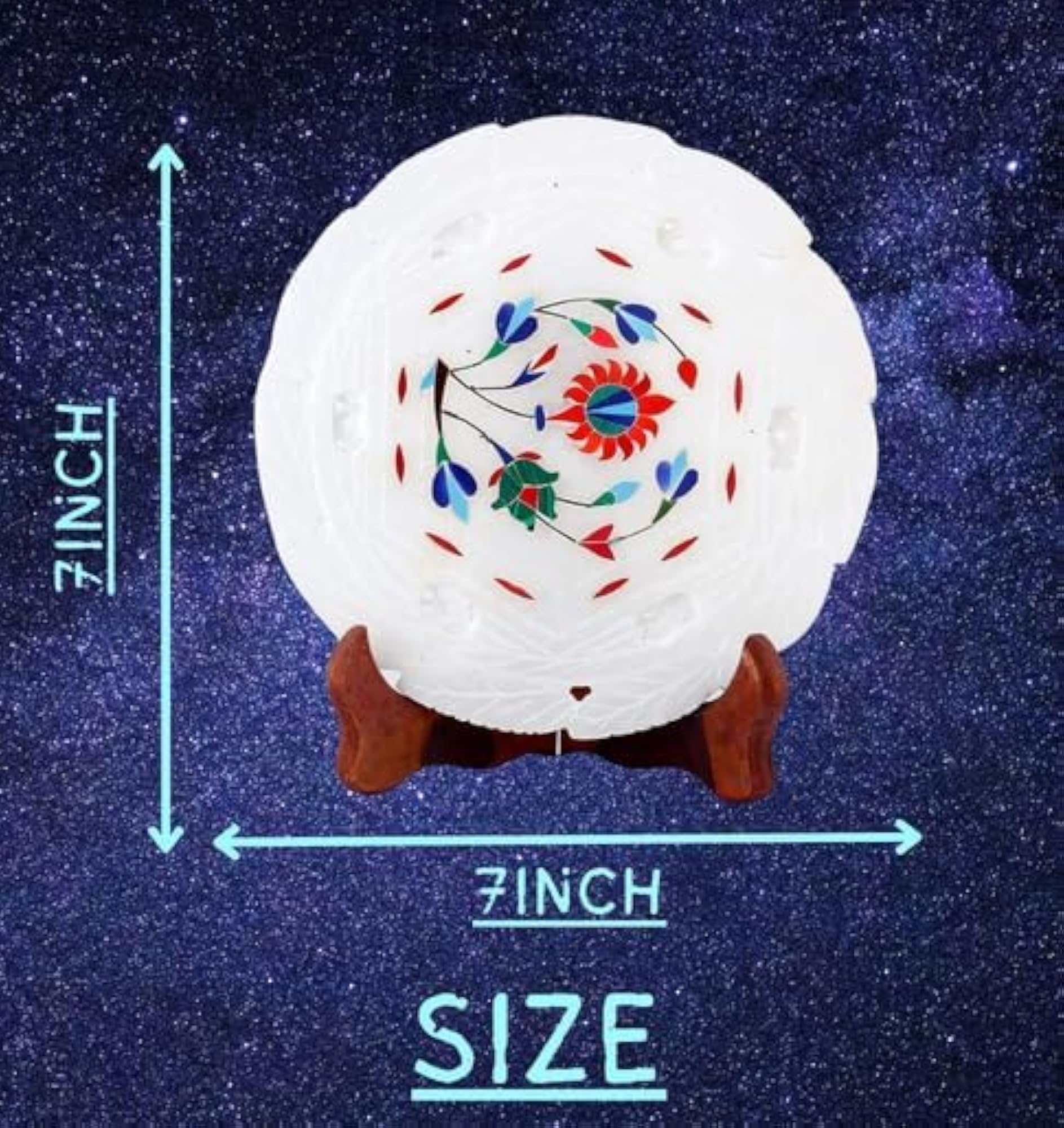 Handmade White Marble Decorative Plate with Wooden Stand