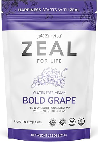 Zurvita - Zeal for Life - Sabor a uva audaz - Suplemento nutricional diario para vitalidad, inmunidad y bienestar general - Bolsa de bienestar para
