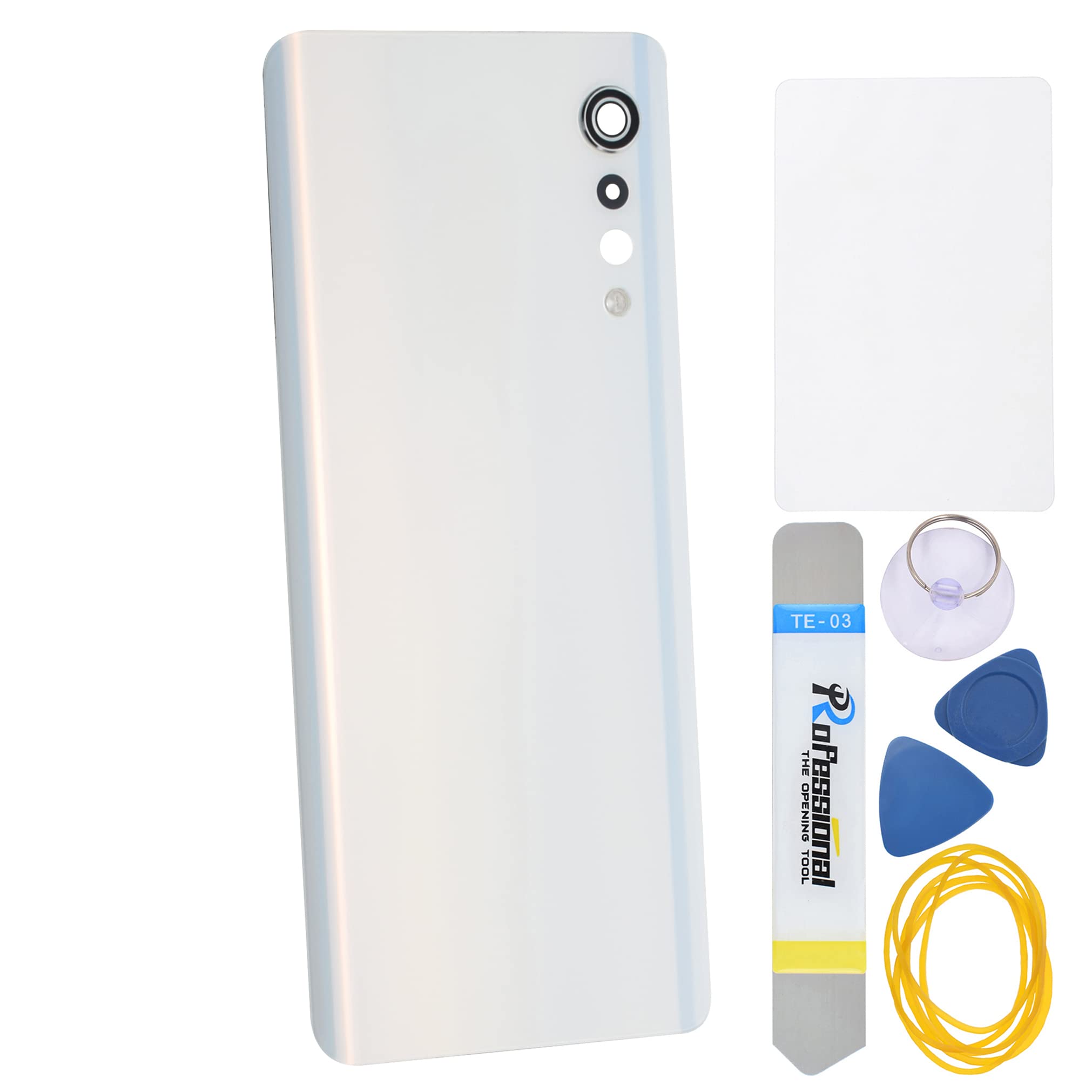Aurora White Acrylic Glass Cover Housing Door Replacement Backs for LG Velvet Velvet 5G Including Rear Camera Glass Lens Pre-Install Adhesive and Installation Instruction Tool Kit