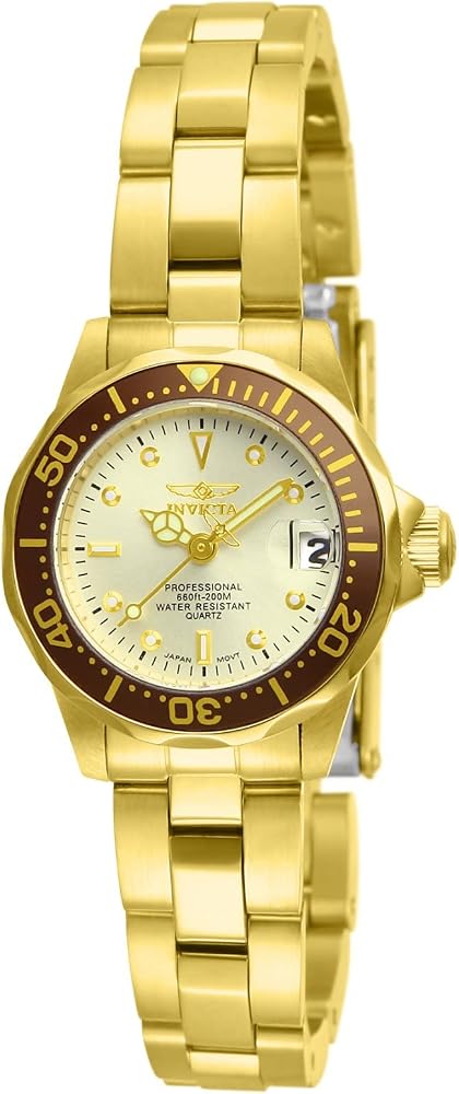 Invicta 12527 Reloj de pulsera de Colección Pro-Diver acero inoxidable bañado en oro ionizado de 18 quilates color champaña