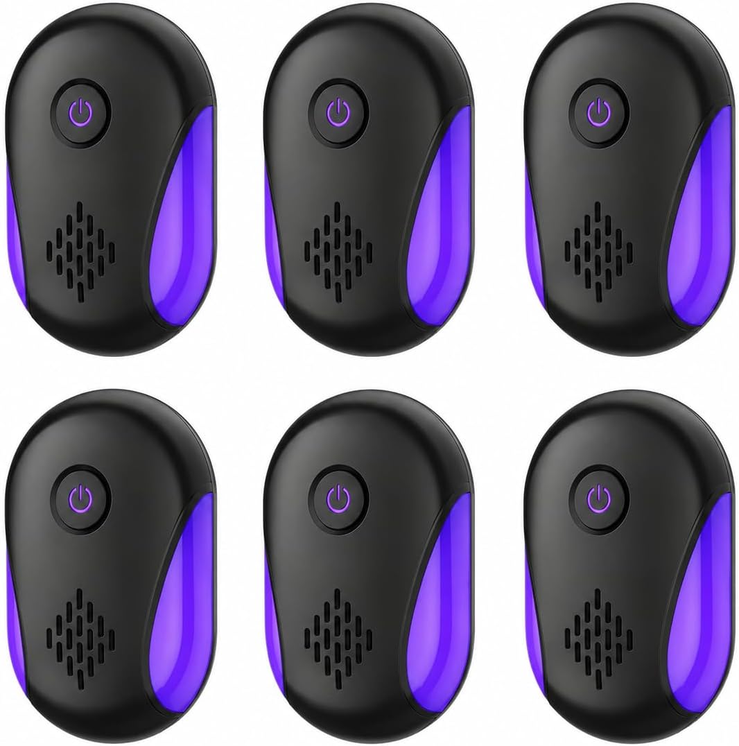2026 Upgraded Ultrasonic Repeller 6 Packs, Indoor Ultrasonic Repellent for Roach, Rodent, Mouse, Bugs, Ant, Mosquito, Mice, Spider, Electronic Plug in Pest Control