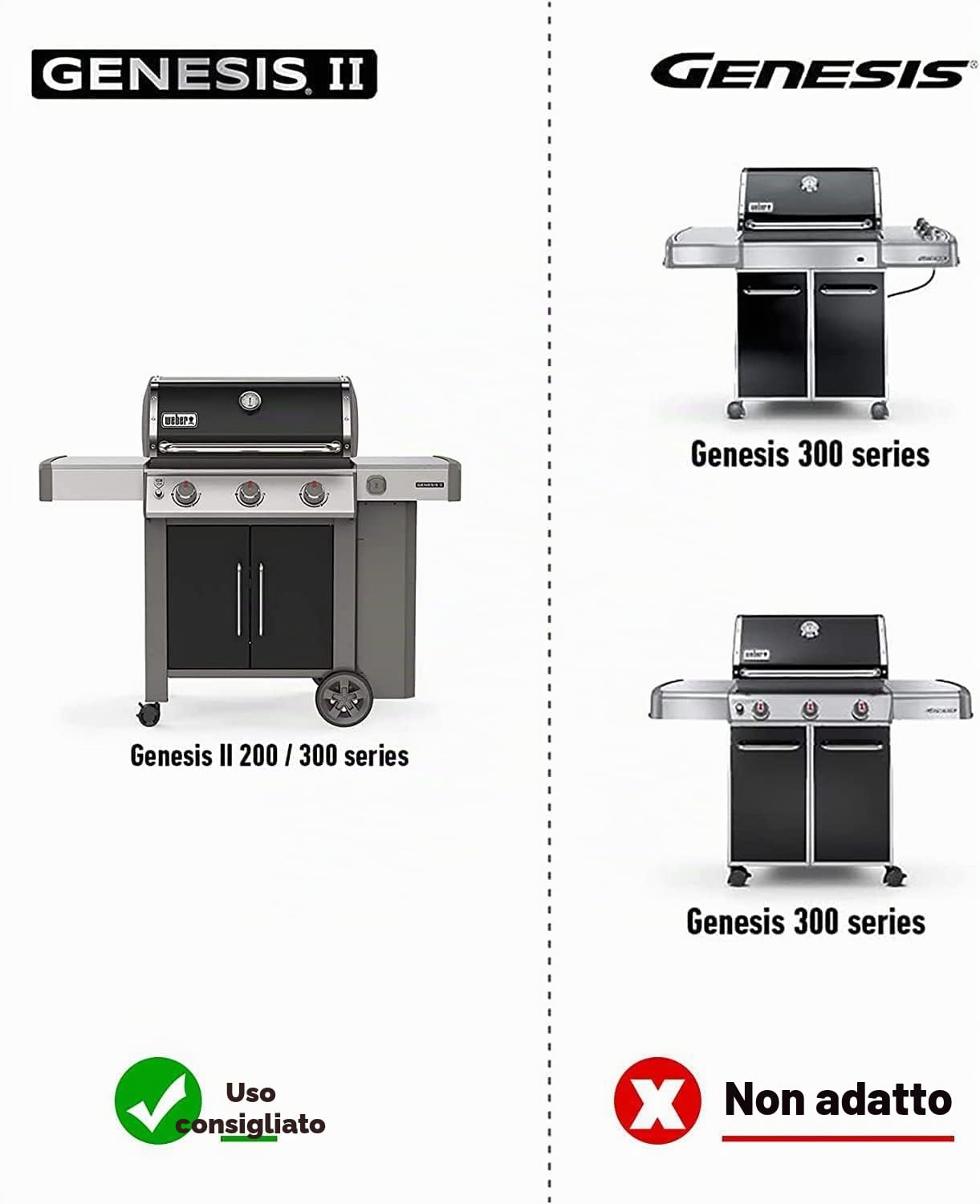 Onlyfire Girarrosto in Acciaio Inossidabile, Compatibile con Barbecue a Gas Weber Genesis II 200/300 Serie e II LX 200 e 300