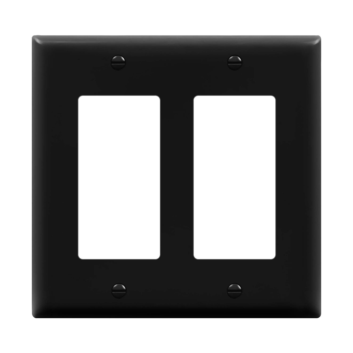 ENERLITES Decorator Light Switch or Receptacle Outlet Wall Plate, Size 2-Gang 4.50" x 4.57", Unbreakable Polycarbonate Thermoplastic, UL Listed, 8832-BK, Black