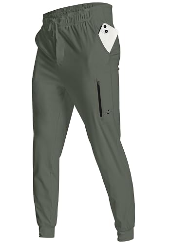 YOVVI Men's Athletic Joggers with Zipper Pockets Stretch Track Pants Workout Running Gym Golf Sweatpants for Men