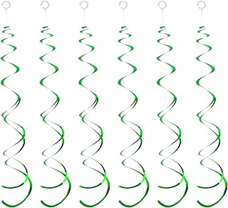30 Pieces Green Party Hanging Swirls Plastic Streamer Ceiling Decorations | Wedding Baby Shower Birthday Party Decorations