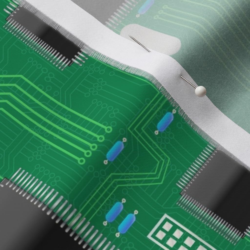 Spoonflower Fabric - Circuit Board, Motherboard, Computer, Geek, Nerd, Tech, Science, Printed on Organic Cotton Sateen Fabric by The Yard - Sewing Quilting Apparel Home Decor