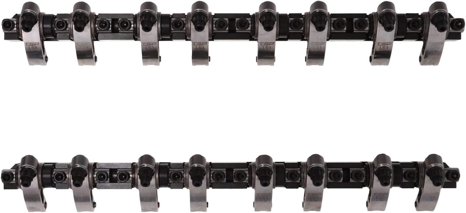 Top Street Performance Stainless Steel Shaft Pro Series Rocker Arm System 1.7 Ratio Bronze Bushing Trunnion, Needle Bearing Tip for GM Chevy LS1