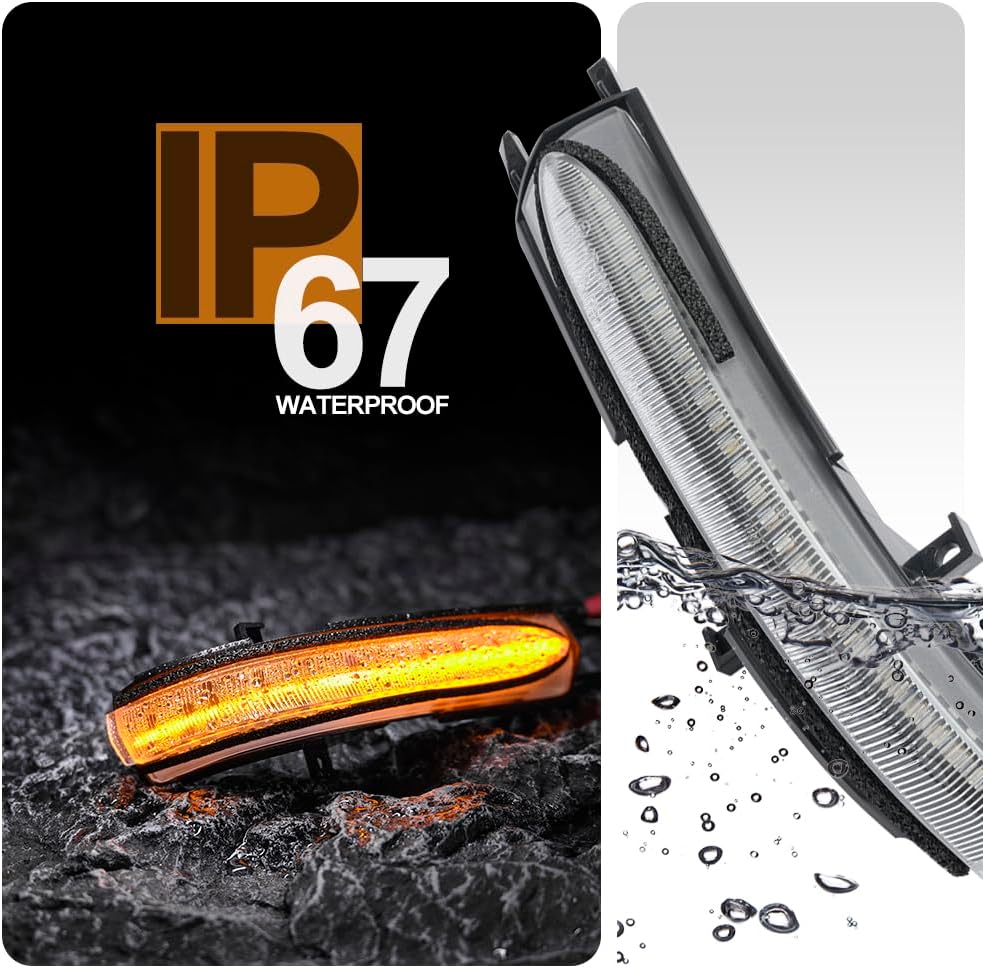 Sequential LED Side Mirror Turn Signal Light for 2004-2008 Hon'da Accord Hybrid/Acura TSX Amber LED Strips Side View Mirror Blinker Indicator Lamp Replacement Clear Lens