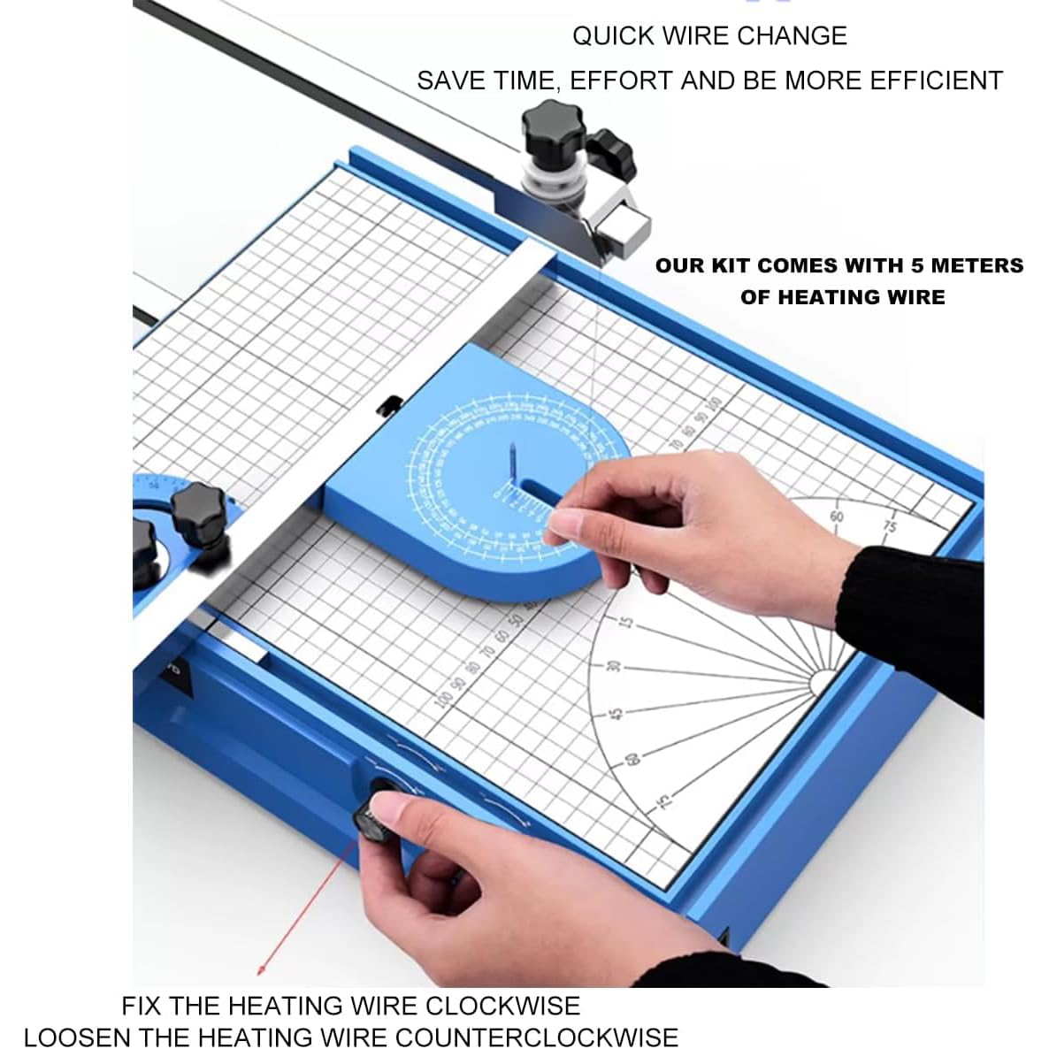 Mesa eléctrica de corte de espuma, 385 mm de viaje, temperatura ajustable, regla móvil e interruptor de pie, para esculpir, bricolaje y manualidades