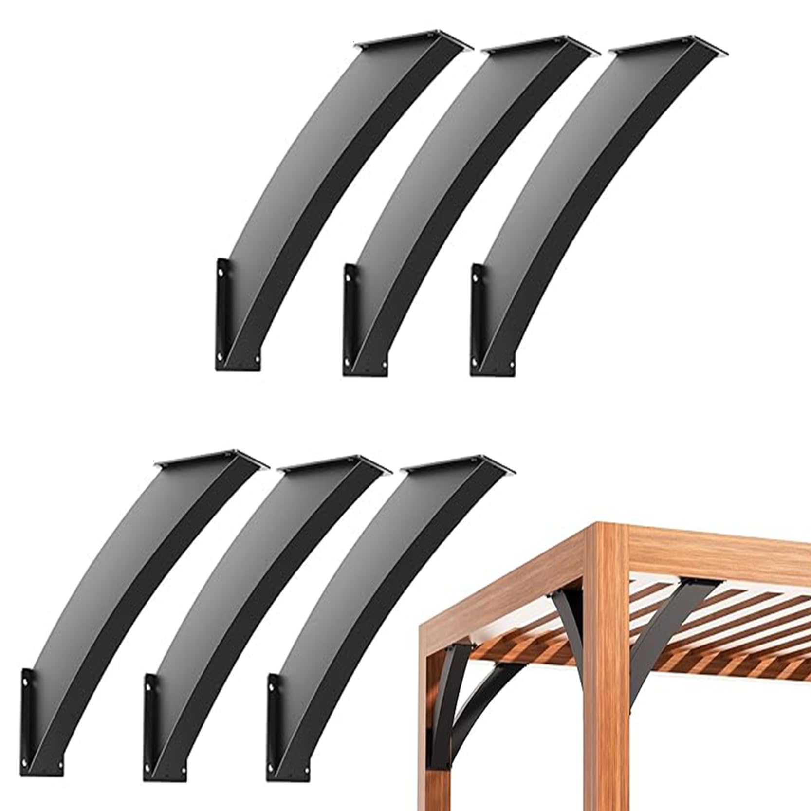 LQSYBHD 45 Degree Angle Support Brackets Wood Post and Beam Angle Support Brackets 45 Degree Corner Braces Inside Joint for Gazebos Treehouses Cabins and Patios(Size:6pcs)