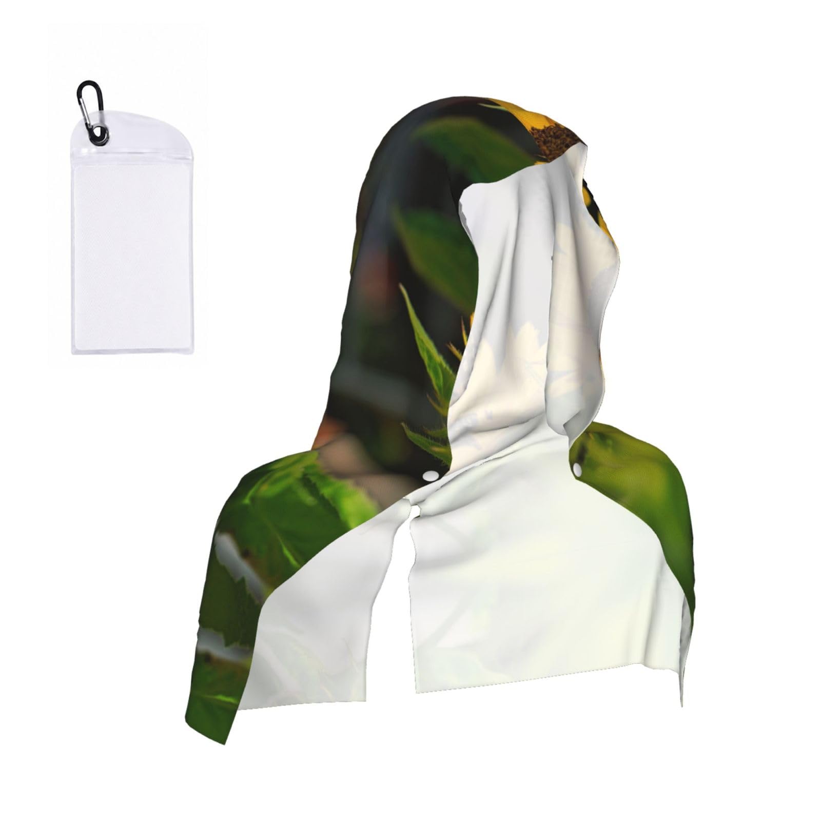 Sunflower Butterfly Print Cooling Hoodie Towel, Cooling Towels For Neck And Face Sun Protection Instant Cool Hoodie(Sport/Camping/Work Out/Hot Weather)