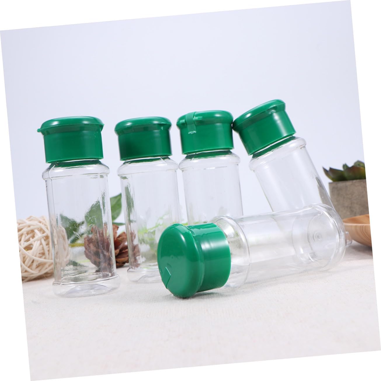 25 Pack Plastic Spice Jars and Pepper Shakers for Restaurant Home Use