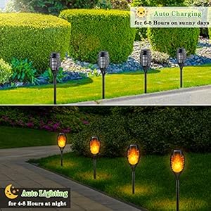 Outdoor Solar Lights, 6Pack Solar Torch Lights with Flickering Flame, Solar Garden Lights Waterproof, Solar Powered Outdoor Lights for Yard, Solar Tiki Torches for Outside-Pathway Garden Decor Outdoor Solar Lights 6Pack Solar Torch Lights with Flickering Flame Solar Garden Lights Waterproof Solar Powered Outdoor Lights for Yard Solar Tiki Torches for Outside Pathway Garden Decor