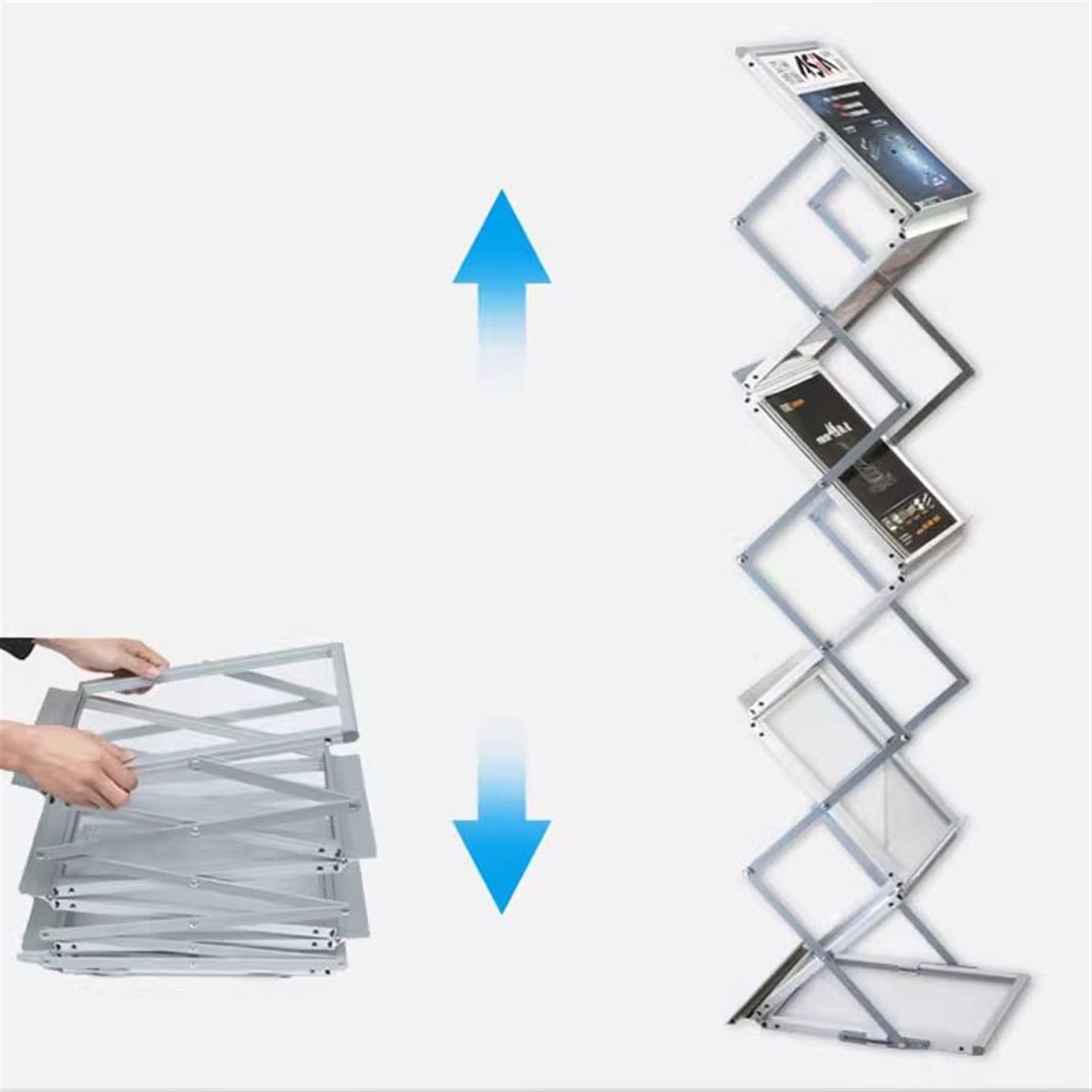 Zeitschriftenhalter, Bodenstehender Zeitschriftenhalter, Literaturkatalogständer, Faltbarer Zeitschriftenbroschürenständer für Büro, Geschäft und Messe