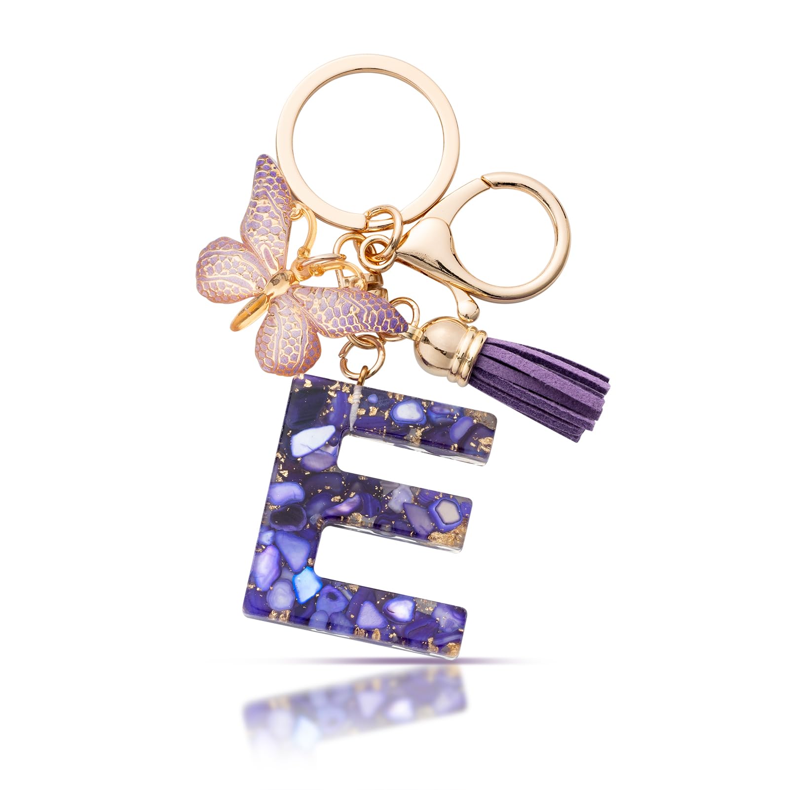 MORSUNBELA Schlüsselanhänger Buchstabe Mädchen Geschenke Schlüsselanhänger mit Buchstaben Anfangsbuchstabe Schmetterling Keychain Letter für Frauen Damen