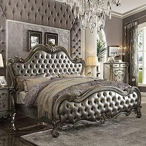 CLASSIC WOOD & CRAFT® Timeless King Size Bed Frame - High Headboard, Footboard, & Premium Teak Wood - Customizable Features, 203 cm x 193 cm No Mattress Included (Design-8)