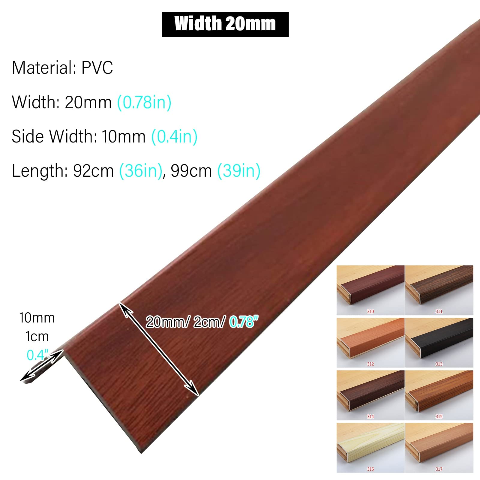 Perfil para escaleras, Protectores de Borde de Escalera de 2 Piezas para escaleras de Madera, Perfil de Borde de PVC con Adhesivo para baldosas de Suelo de Vinilo, reductores de Goteo para e