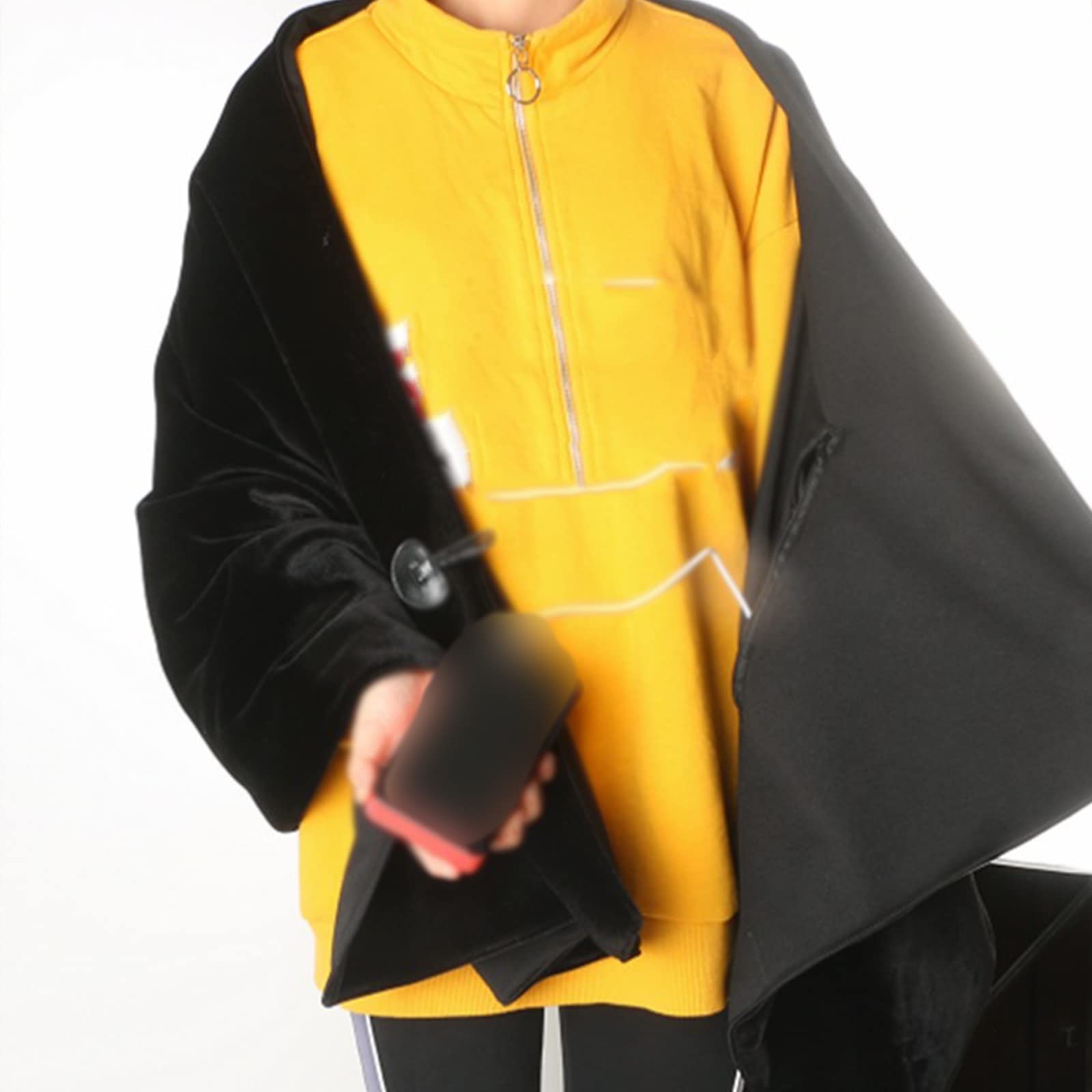 Manta eléctrica calefactada, con 3 ajustes de calefacción y 3 horas de apagado automático, con cierres de botón, para el chal calefactado de la oficina. ( Color : Black , Size : 160*60cm/63*23.6in )
