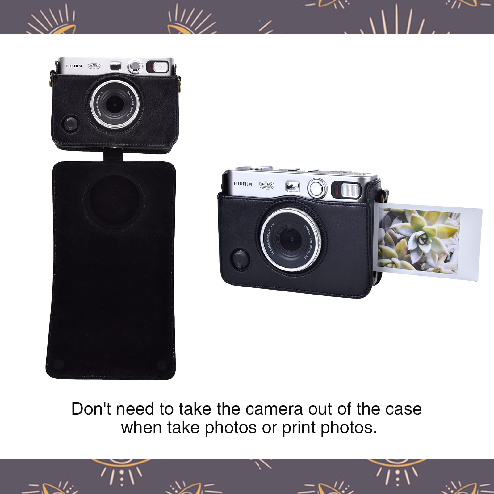 MUZIRI KINOKOO Fuji Mini EVO - Custodia per fotocamera compatibile con Fuji Mini EVO con tracolla regolabile, Nero