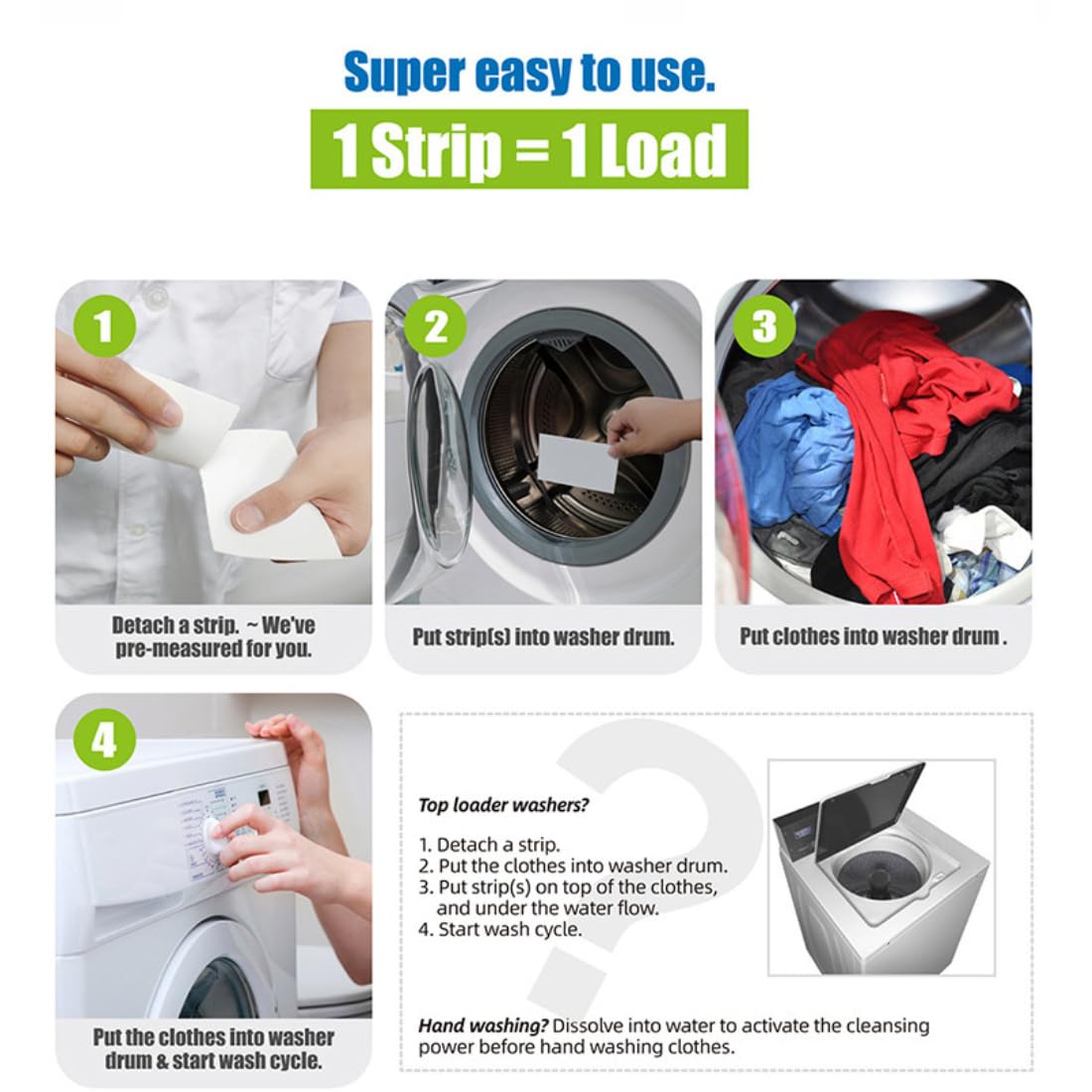 Lessive en Feuille Biodégradable, 30 sheets/60 loads, 100% Hydrosoluble-Lessive pour bebe-Hypoallergénique-Sans Plastique, Pour Blanc et Couleur-Lessive main voyage-Fraîcheur intense