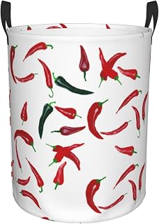 Red Green Chilli Laundry Basket For Women Girls, Large Canvas Collapsible Organizer Storage Basket For Nursery,Office,Toy Organizer,Home,Decor Small