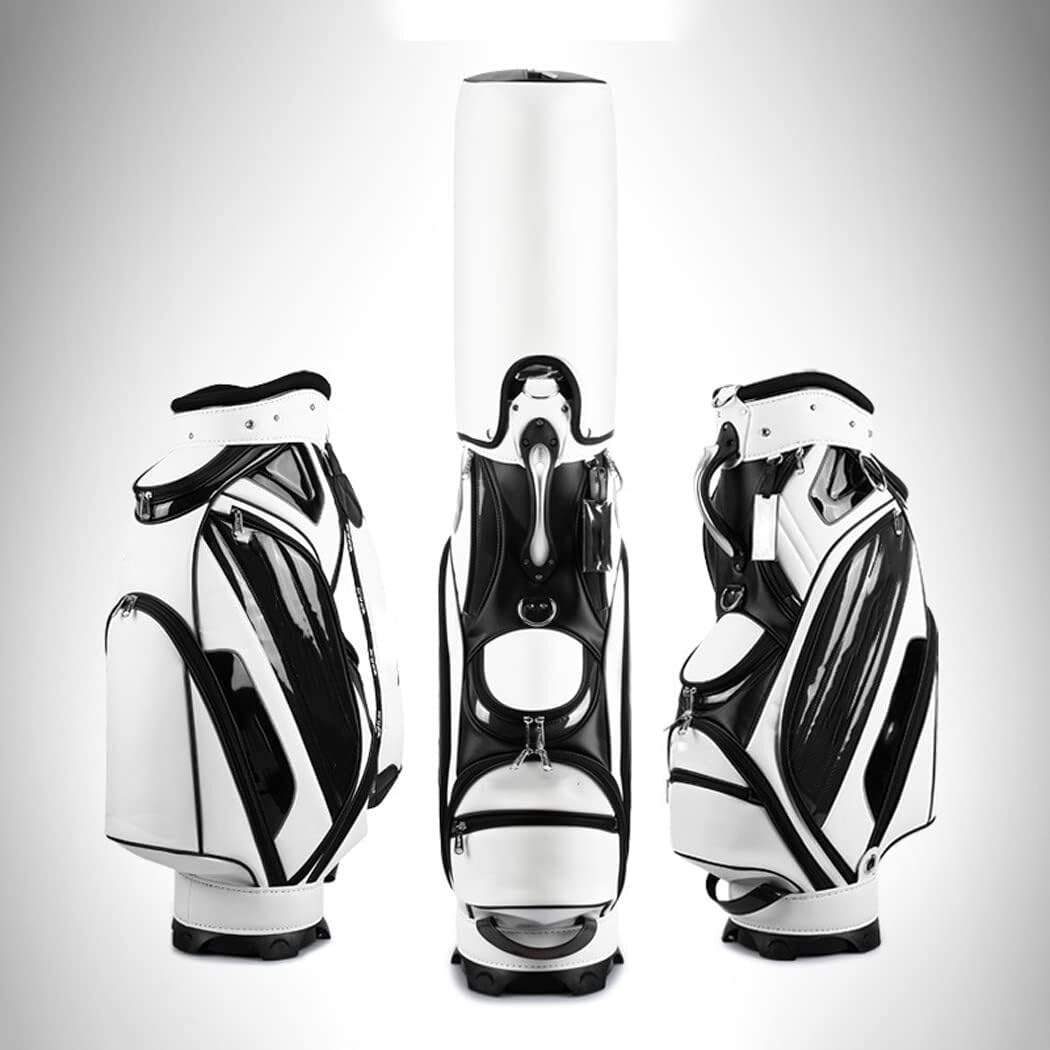 Golfschlägertasche for Herren, kristallwasserdichte Golf-Standtasche aus PU, leichte Golfschläger-Tragetaschen mit 5-Wege-Organizer-Unterteilung for die Driving Range