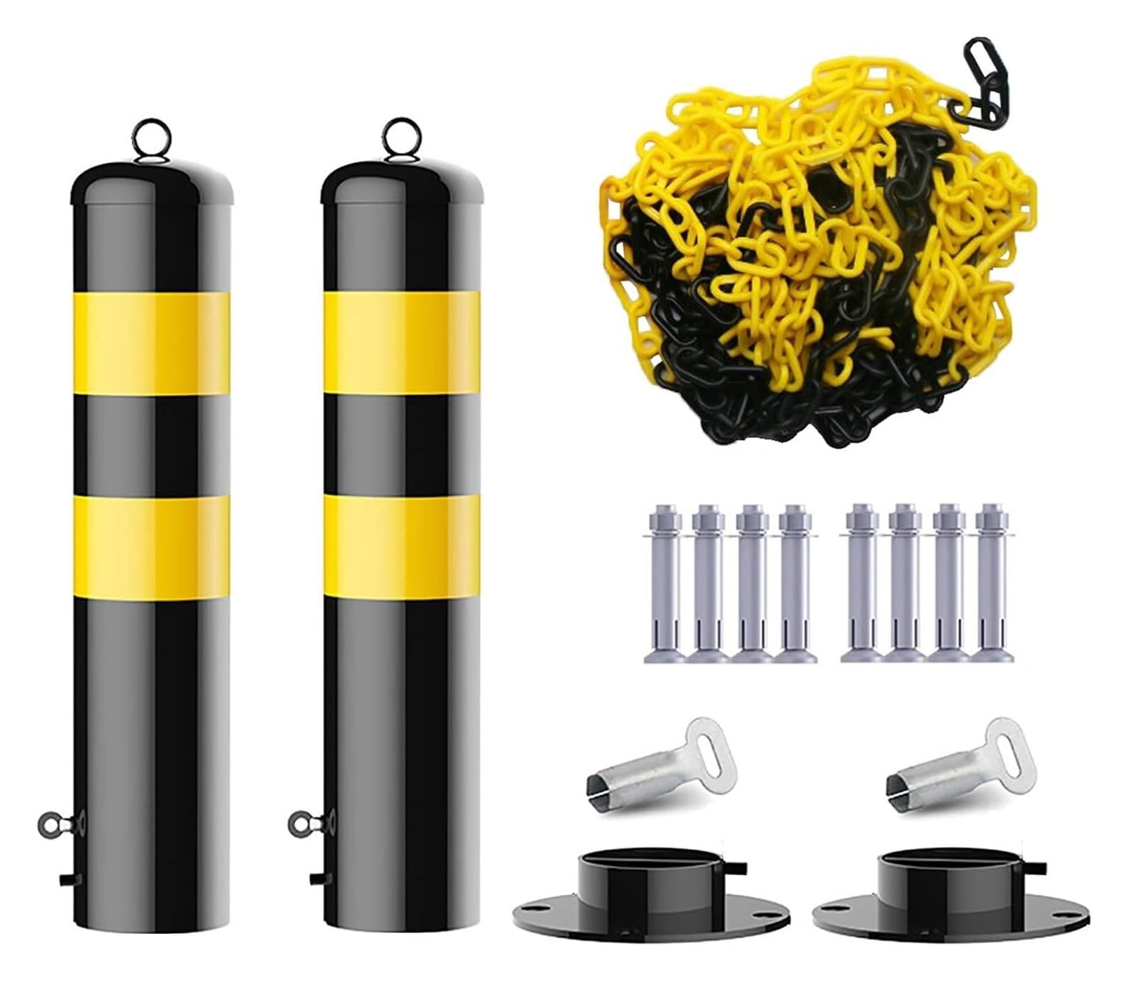 HCZKIUJY Parking Barrier Pack of Driveway Security Bollards, Separable Mobile Post Parking Barrier (50x11.4cm)