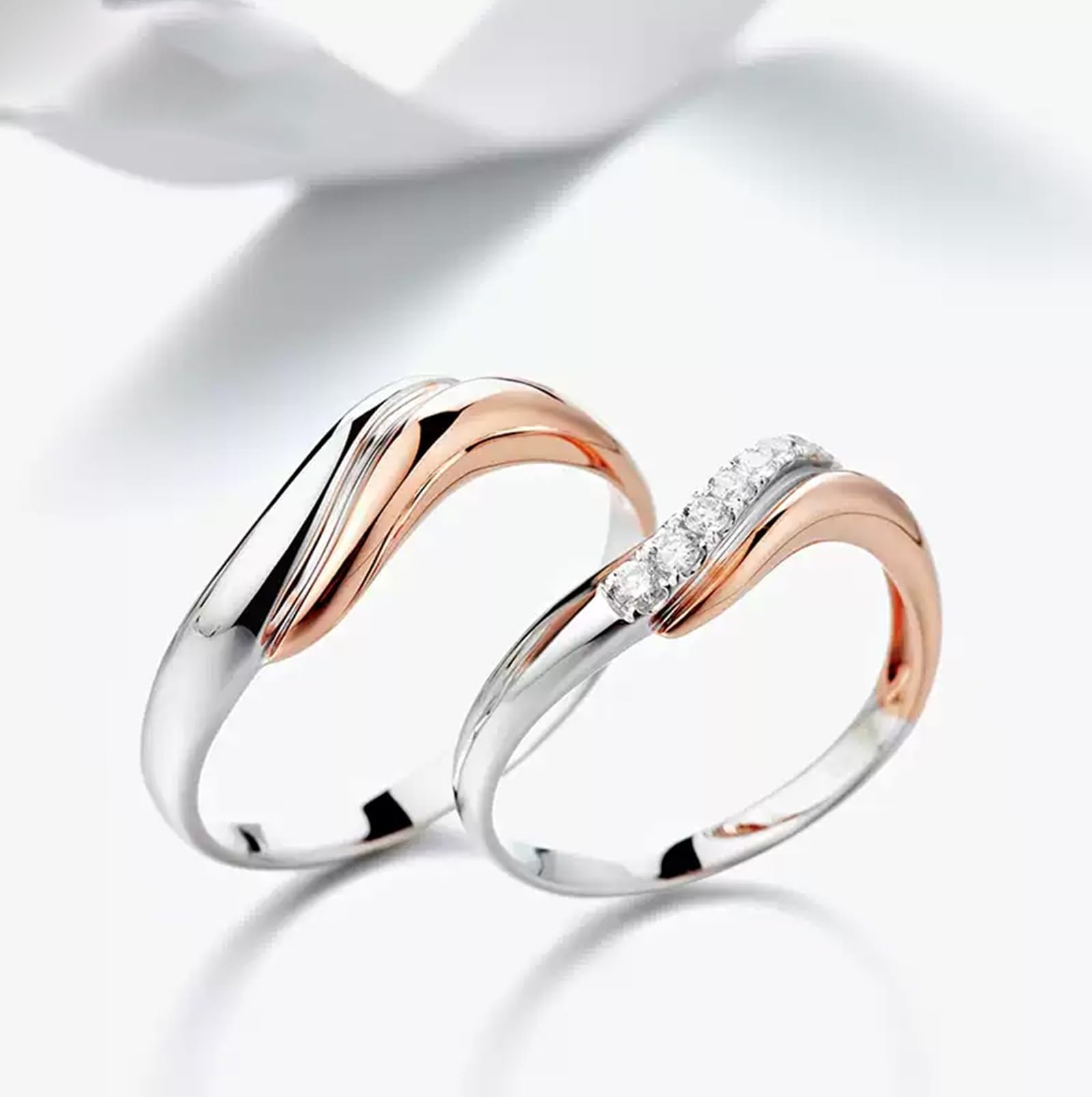 Obrączka ślubna z różowego złota, z prawdziwego złota, pasuje dwukolorowa, dla kobiet