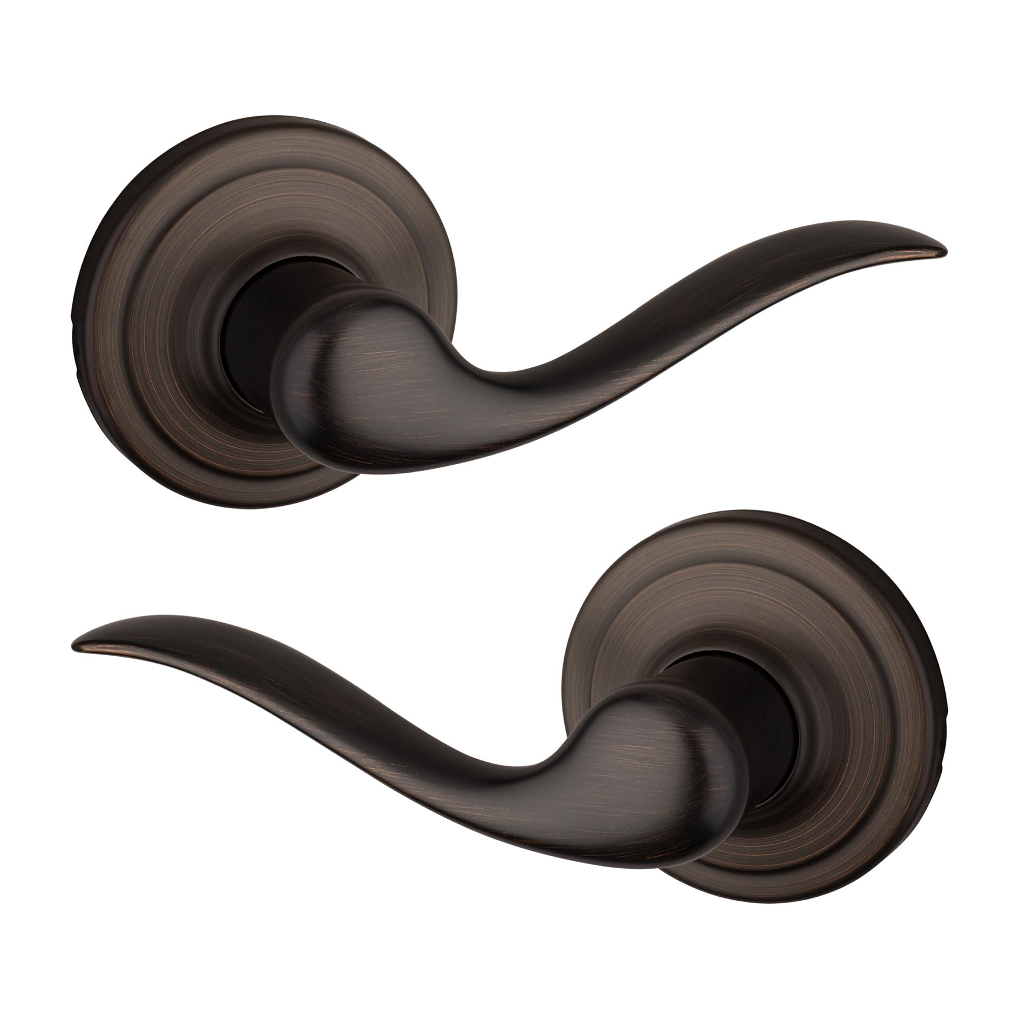 Kwikset Tustin Interior Passage Door Handle, Lever for Closet and Hallway Doors, Reversible Non-Locking Handle Lever, Venetian Bronze, with Microban Protection — image 1