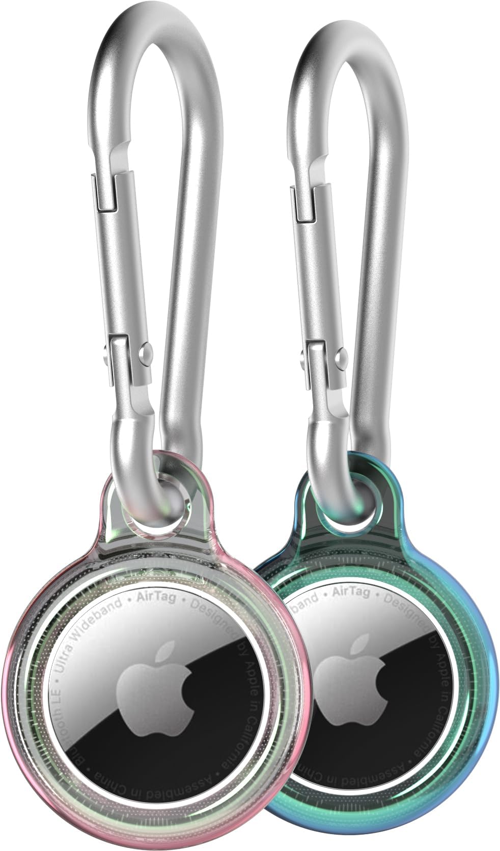 tech21Evo Shimmer AirTags case with Carabiner. Compatible with Apple AirTag Pack of 2.