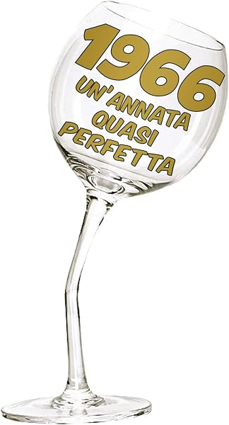 Bombo Bicchiere in Vetro Calice storto per compleanno 60 anni - 440 ml - 1