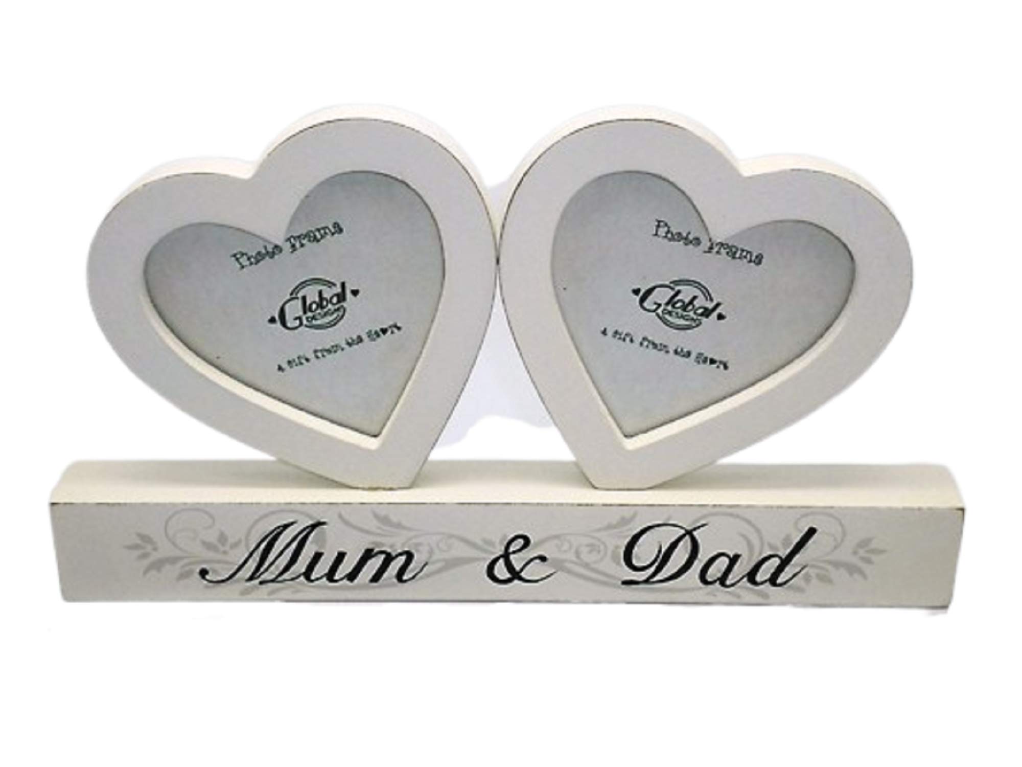 Wooden Heart Photo Frame - Mum And Dad