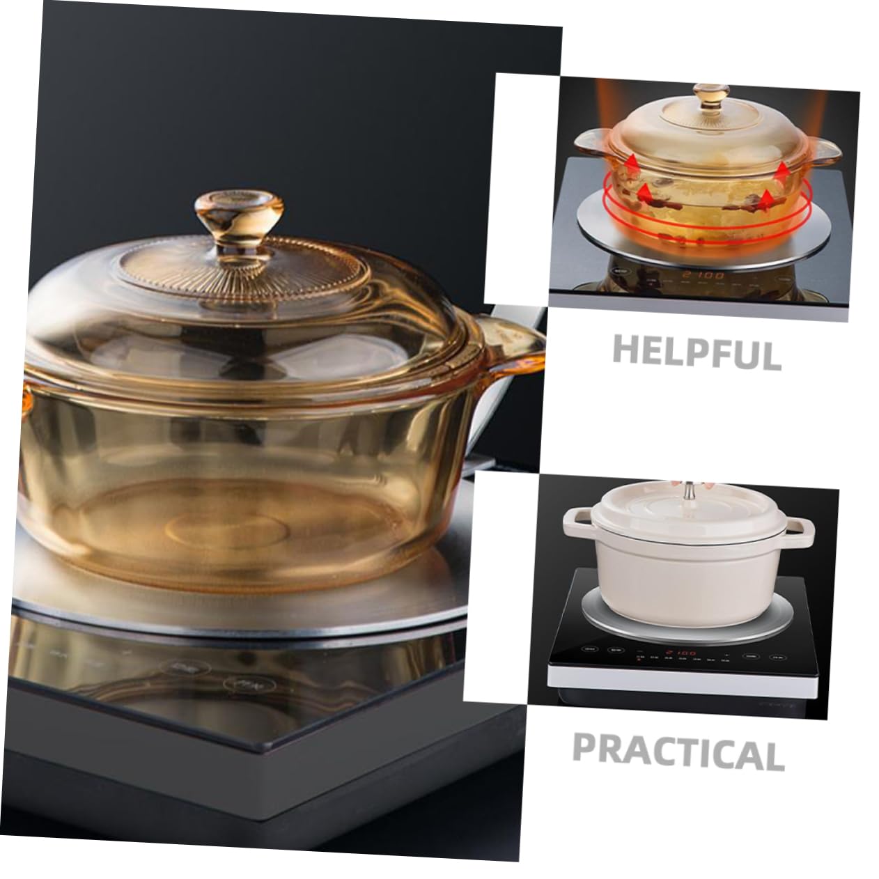 KICHOUSE Heat Diffuser Plate Stainless Steel Induction Cooktop Adapter for Electric Gas Stove Even Heat Distribution Cooking Tool Use for Various Cookware