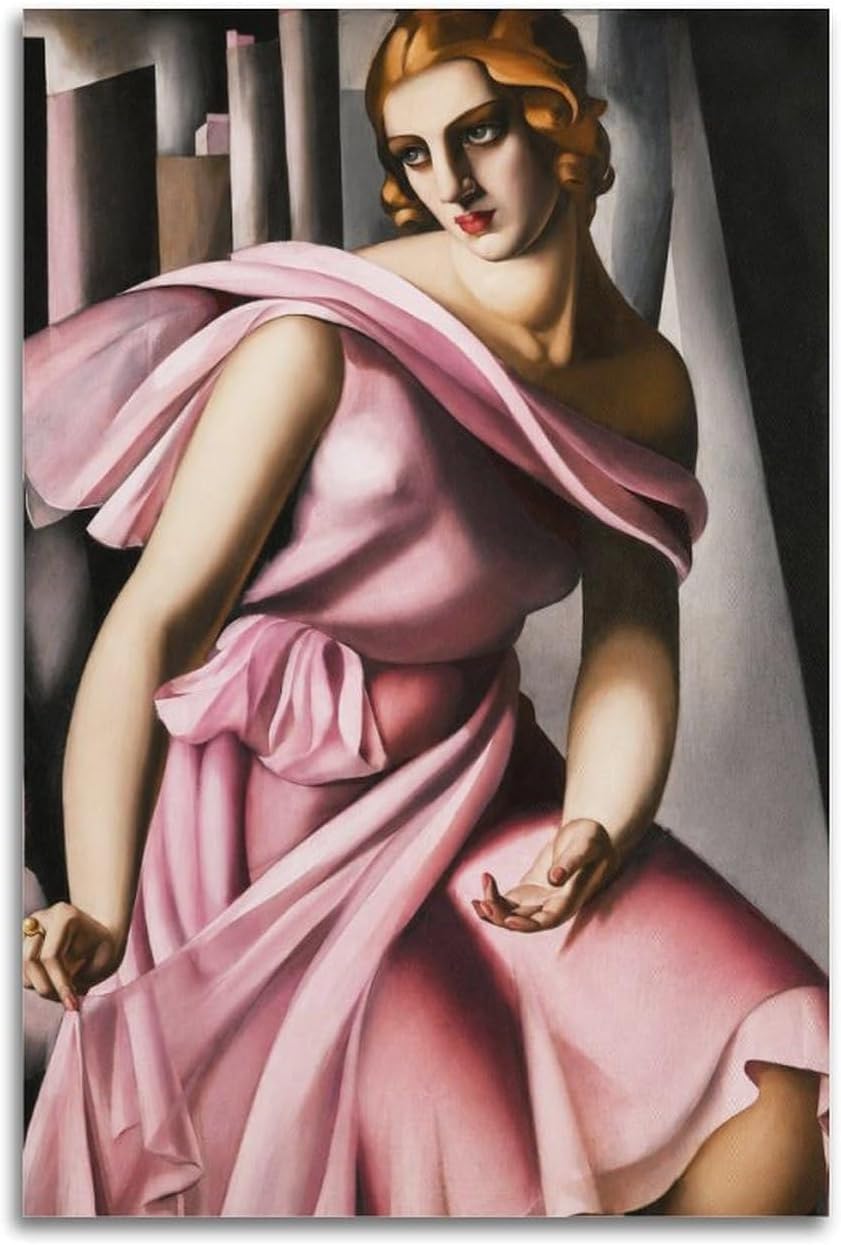 Waeta Rnvzx Pink Tamara De Lempicka Poster Woman In Dress Canvas Wall Art Print 40X50cm