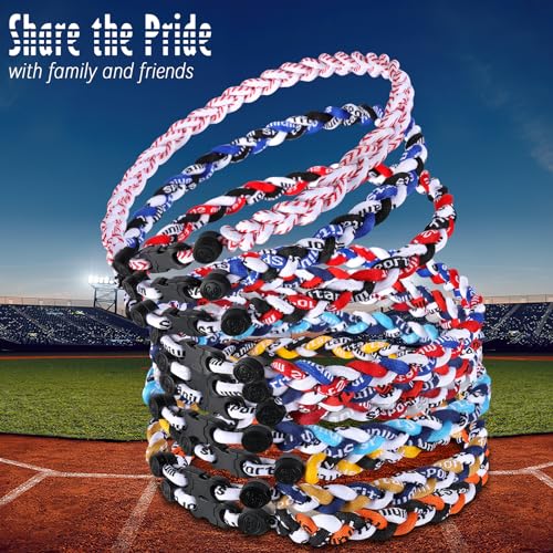 12 pack baseball necklace 18inch team gift for baseball funs three braided titanium tornado rope design with muti - color for pick