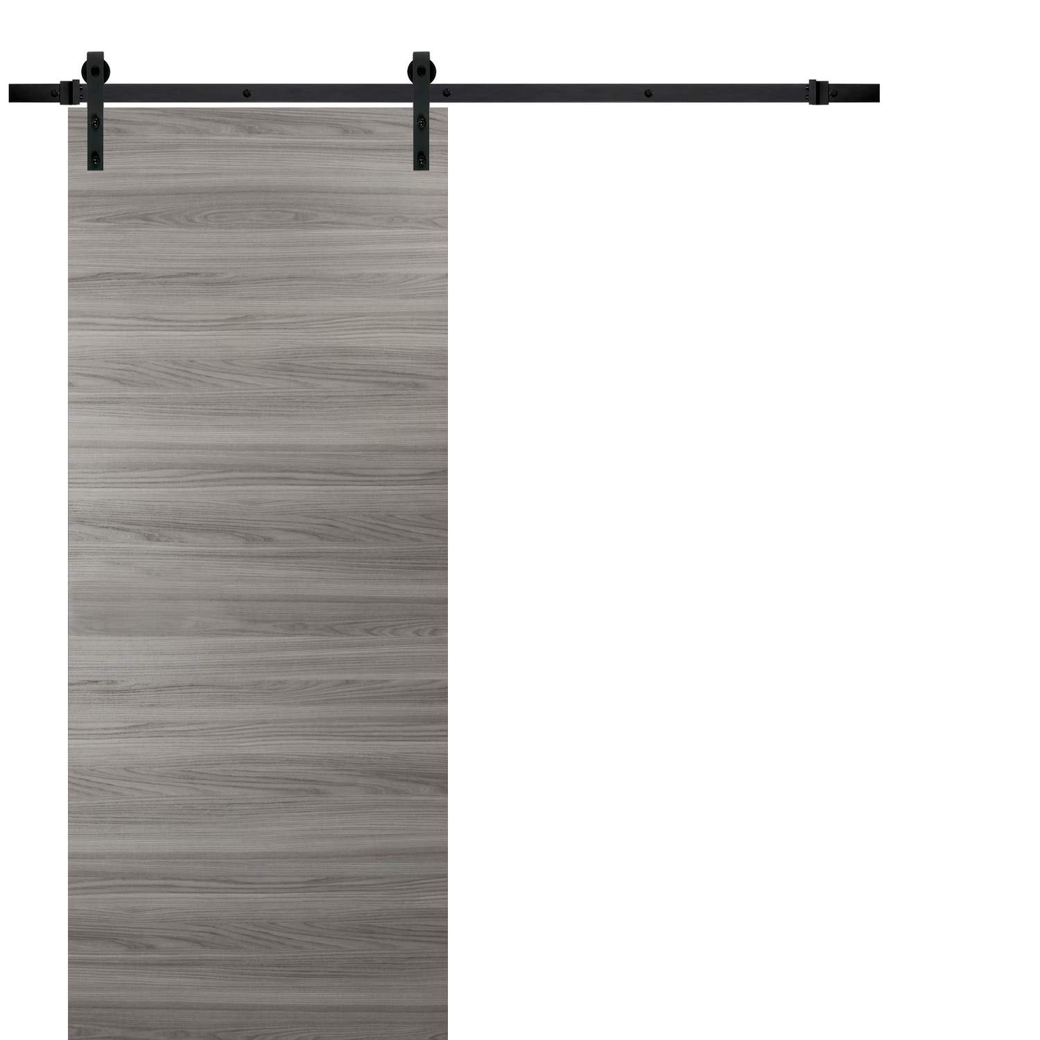 SARTODOORS Sliding Barn Door 30 x 80 in with Hardware | Planum 0010 Ginger Ash | 6.6FT Rail Hangers Stops Steel Set | Modern Solid Panel Interior Closet Bedroom Pantry Doors