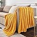 BEDELITE Fleece Blanket - 3D Ribbed Jacquard Decorative Yellow Throw Blanket for Couch & Bed, Lightweight Warm Cozy Soft Fuzzy Blankets All Seasons Suitable 50x60 inches