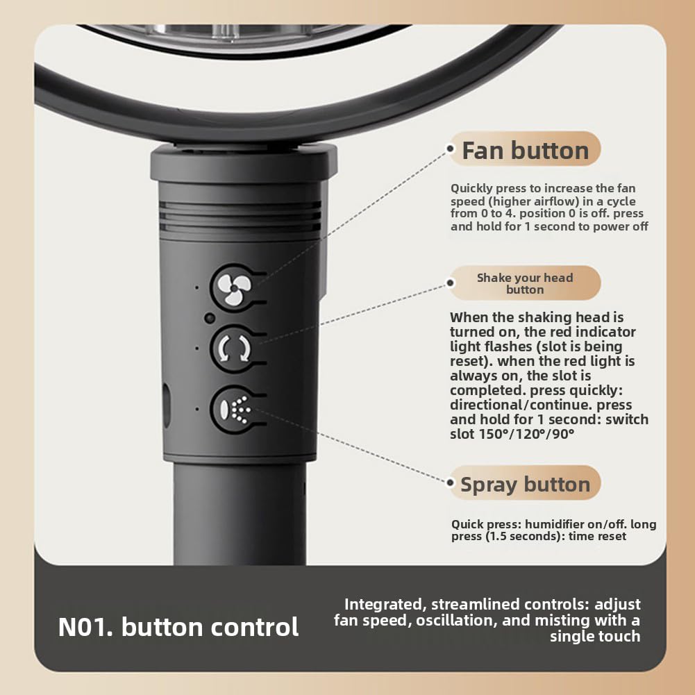 Ventilatore da terra per camera da letto, ventilatore a piedistallo a motore CC, umidificatore circolatore, 4 velocità, ventilatore a piedistallo regolabile in altezza con telecomando, per