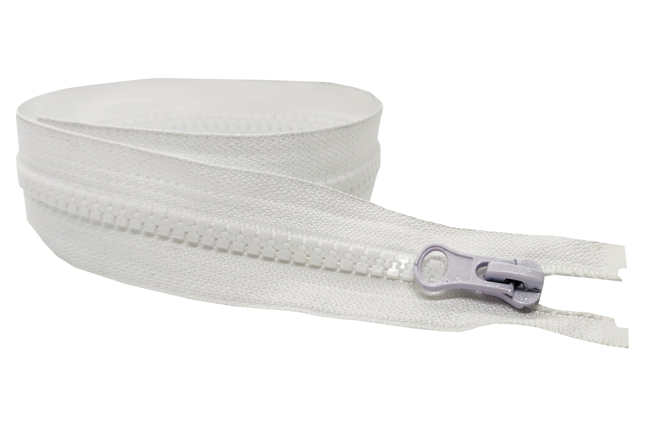1pc Medium-Weight Open-End Chunky Zip 70cm Long (27.5") Size #5 Standart Plastic Fastener Resin Zipper for Jackets Hoodies Single Slider (White)