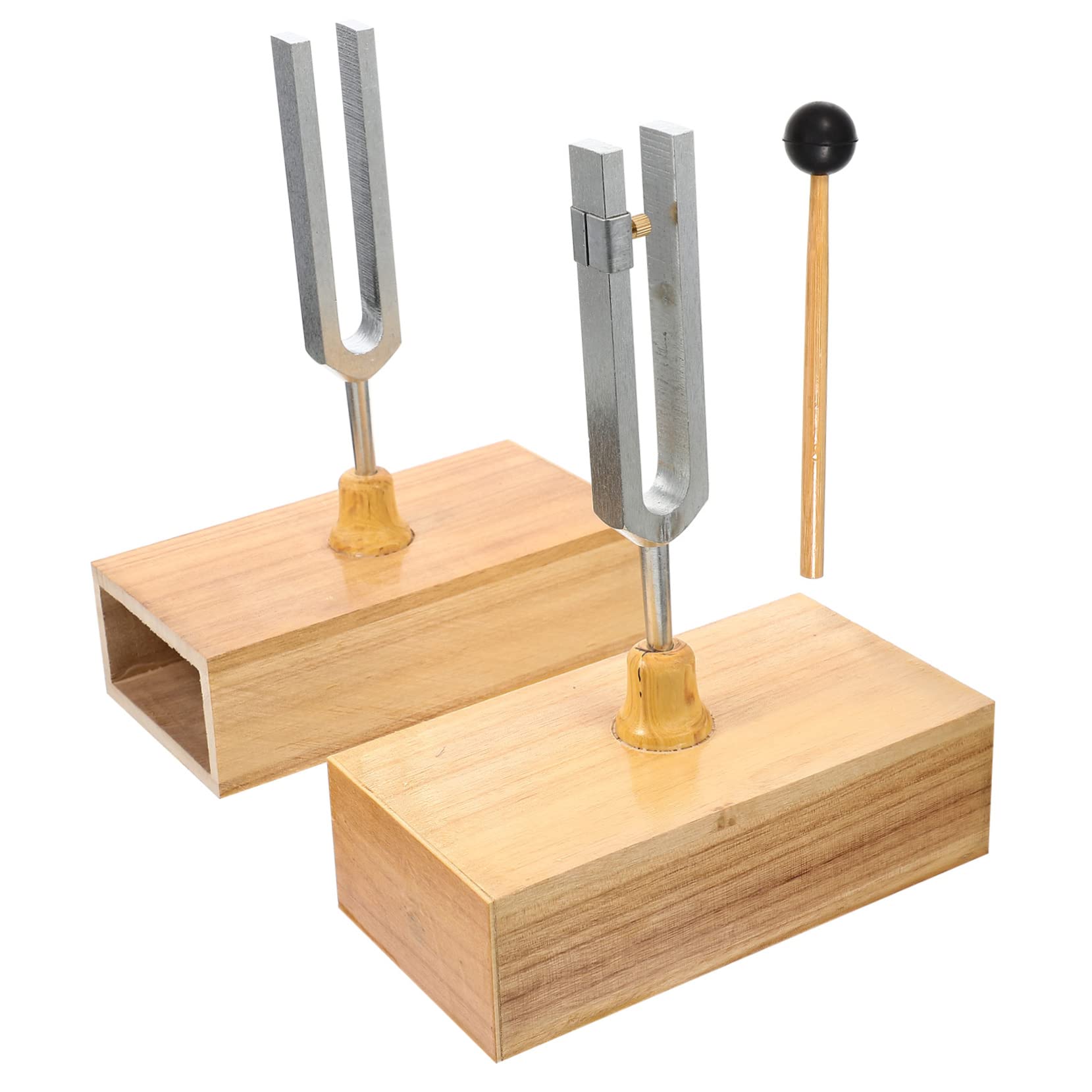 ifundom Experiment Stimmgabel 440 Hz mit Holzsockel und Hammer aus Metall für Physikalische Akustik Experimente und Sicheren Stand