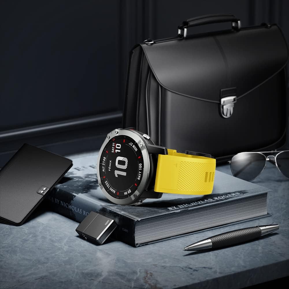 ANCOOL for Fenix 7X/Fenix 6X/Fenix 5X/Fenix 8 51mm Watch Band 26mm Quickfit Bands Compatible with Fenix 6X Pro/7X Pro/5X Plus/3/Descent MK 2/2i/MK 3 51mm Smartwatch(Yellow) - Image 7