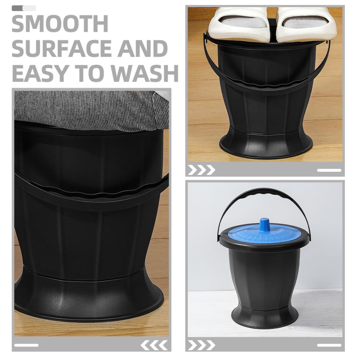 IMIKEYA Vasino portatile unisex con coperchio, secchio di urina in plastica resistente, compatto e leggero, per camera da letto, casa e ospedale, facile da pulire e trasportare