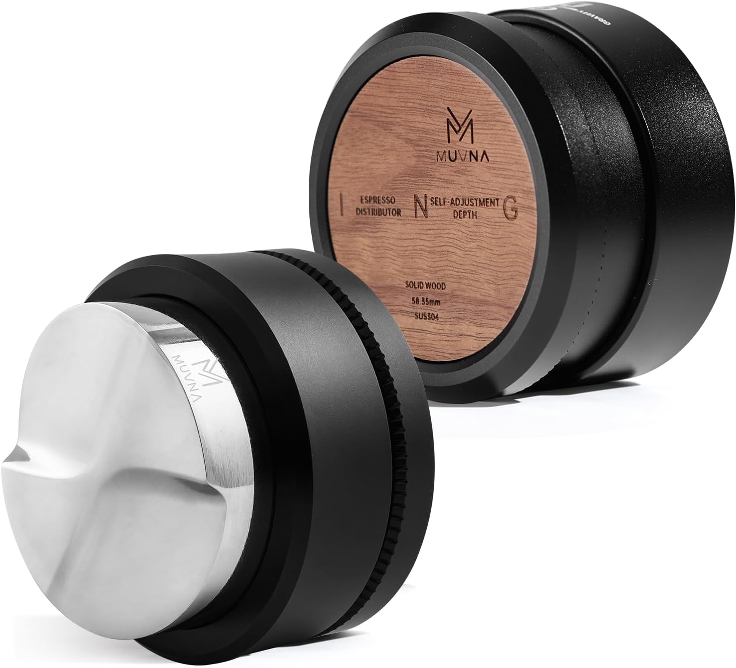 51mm Espresso Distributor, Slow Rebound Espresso Coffee Leveler Tool with Stainless Steel 2 Blade Base, Fits 51mm Blttomless Portafilters(Black)